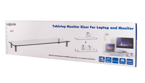 Stand Supporto da Scrivania in Vetro Trasparente per Monitor e Laptop