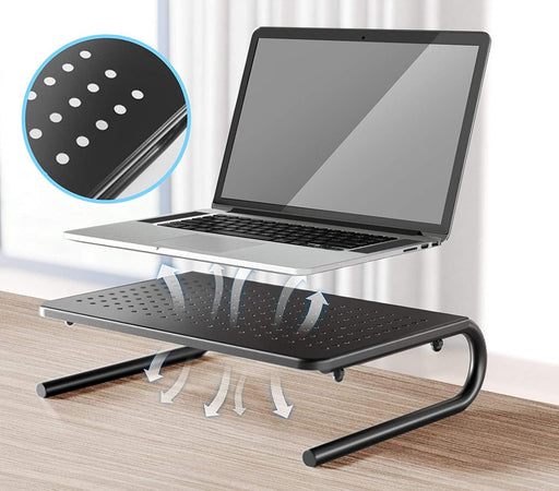 Stand Supporto da Scrivania per Monitor Notebook in Metallo 370mm Nero