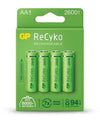 Blister 4 Batterie Ricaricabili AA Stilo 2600mAh GP ReCyko+