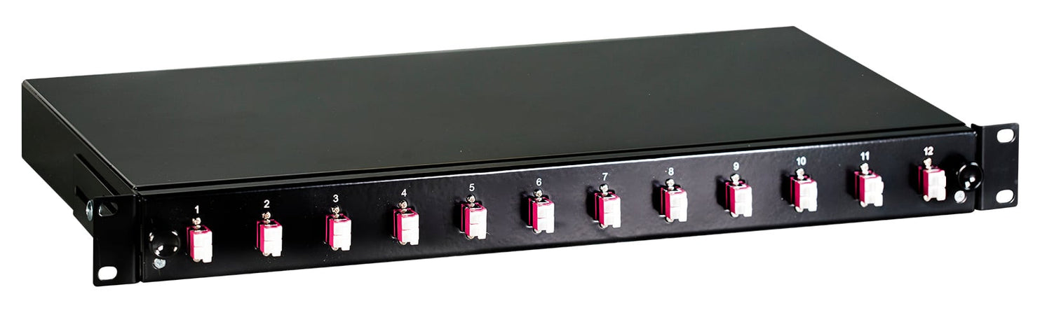 Cassetto Ottico 19'' con 12 bussole LC Duplex Multimodale OM4 Nero