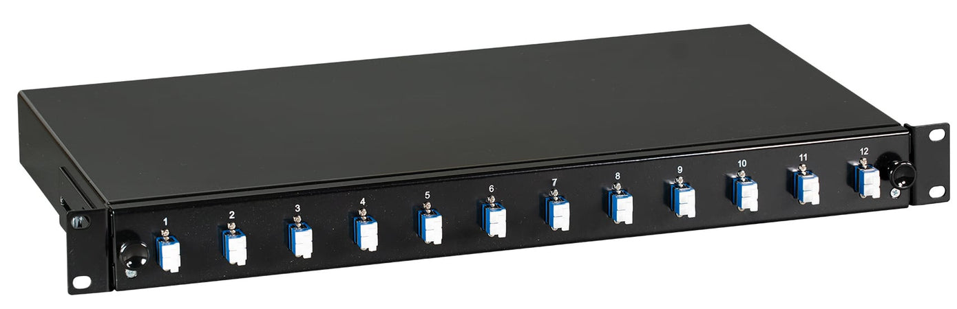 Cassetto Ottico 19'' con 12 bussole LC Duplex Monomodale OS2 Nero