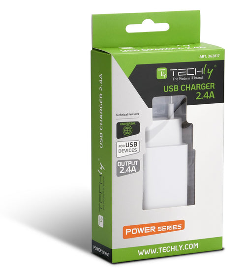 Caricatore Alimentatore USB-A da Muro 5V 2.4A per Smartphone o Tablet