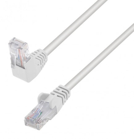 Cavo di Rete Patch Connettore Angolato 90&deg CCA Cat. 5E UTP 1m Bianco