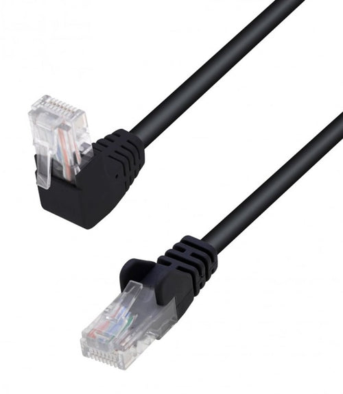 Cavo di Rete Patch Connettore Angolato 90° CCA Cat. 5E UTP 2m Nero