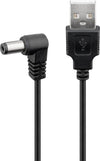 Cavo USB A Maschio a DC 5,5 x 2,1 mm Maschio Angolato 1m nero