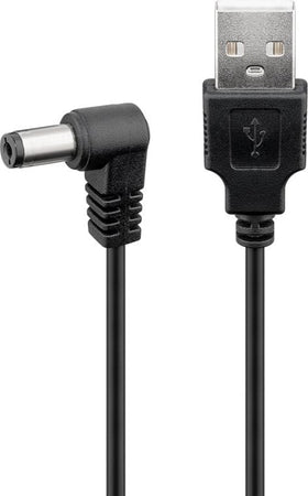 Cavo USB A Maschio a DC 5,5 x 2,1 mm Maschio Angolato 1m nero