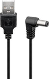 Cavo USB A Maschio a DC 5,5 x 2,1 mm Maschio Angolato 1m nero