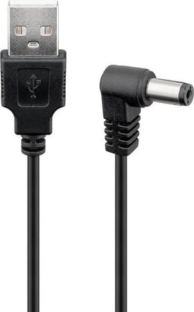 Cavo USB A Maschio a DC 5,5 x 2,1 mm Maschio Angolato 1m nero