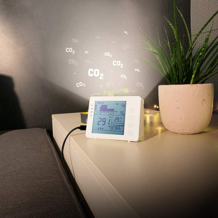 Misuratore di CO2 5000ppm con Allarme Indicatore Temperatura e Umidit&agrave