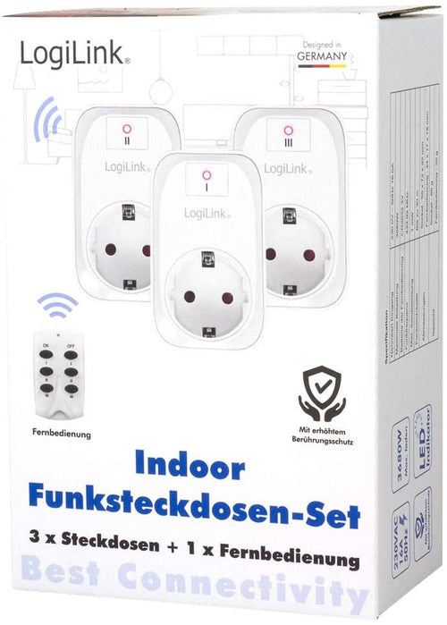 Set di Prese con Telecomando fino a 30m 3 prese CEE 7/3 per Interni