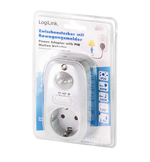 Adattatore Presa con Rilevatore di Movimento PIR 1x CEE 7/3 IP20