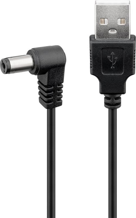 Cavo USB A Maschio a DC 5,5 x 2,1 mm Maschio Angolato 0,5m nero