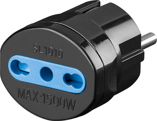 Adattatore spina Schuko a presa 10/16A Nero