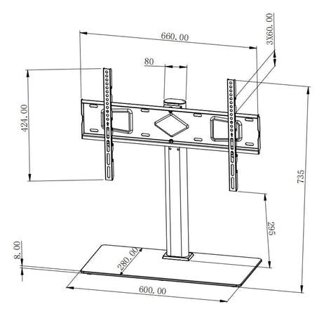 Supporto per TV regolabile in altezza per TV LED LCD 32-65''