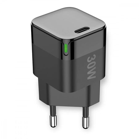 Caricabatterie GaN USB-C&trade Power Delivery 30W Ricarica Rapida Nero
