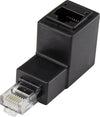 Adattatore RJ45 Maschio Femmina Cat.6 UTP Angolato verso il basso a 90° Nero