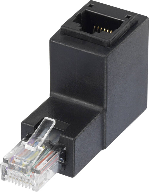 Adattatore RJ45 Maschio Femmina Cat.6 UTP Angolato verso l'alto a 90° Nero