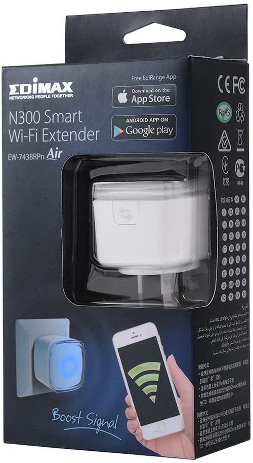 Ripetitore Wireless da Muro 2,4GHz N300 Smart Wi-Fi con EdiRange App, EW-7438RPN AIR