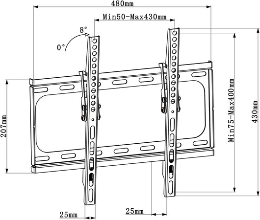Staffa a Muro Inclinabile per TV LED LCD 25-56'' Nero