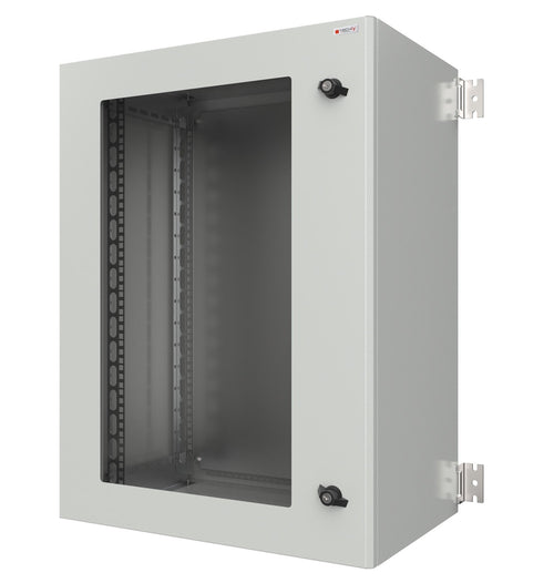 Armadio Rack 19'' a muro 17U grigio IP65 porta vetro prof. 600 mm