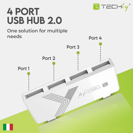 Mini Hub USB Hi Speed 4 Porte Bianco