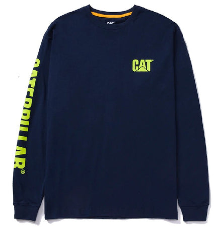 T-Shirt CAT® a Maniche Lunghe – Trademark Banner Long Sleeve, Blu