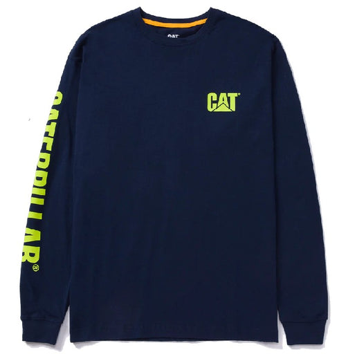 T-Shirt CAT® a Maniche Lunghe – Trademark Banner Long Sleeve, Blu