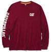 T-Shirt CAT® a Maniche Lunghe – Trademark Banner Long Sleeve, Bourdeaux