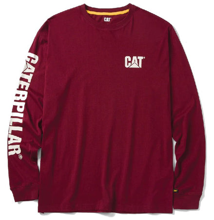 T-Shirt CAT® a Maniche Lunghe – Trademark Banner Long Sleeve, Bourdeaux