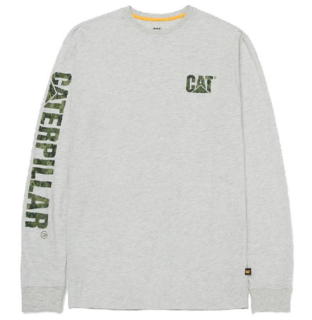 T-Shirt CAT® a Maniche Lunghe – Trademark Banner Long Sleeve, Grigio