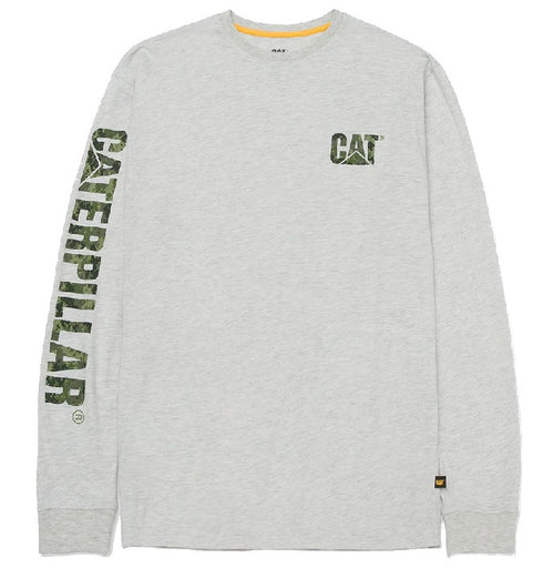 T-Shirt CAT® a Maniche Lunghe – Trademark Banner Long Sleeve, Grigio