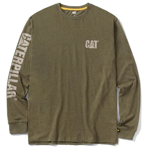 T-Shirt CAT® a Maniche Lunghe – Trademark Banner Long Sleeve, Moss Heather