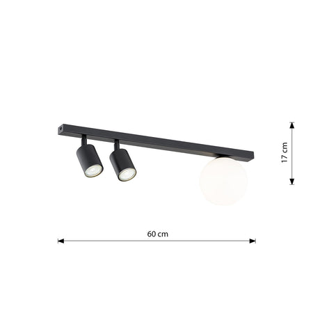 Plafoniera Minimal 3 Luci Baster In Acciaio Nero E14+Gu10