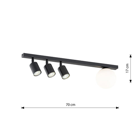 Plafoniera Minimal 4 Luci Baster In Acciaio Nero E14+Gu10