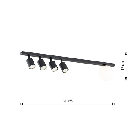 Plafoniera Minimal 5 Luci Baster In Acciaio Nero E14+Gu10
