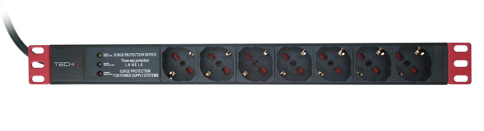Multipresa 7 Posti da Rack 19'' con Filtro di Protezione 3 LED Spina Italiana 1U