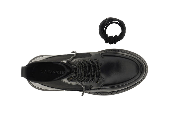 TRONCHETTO IN PELLE ALLACCIATO CON ELASTICO E LACCI STRASS