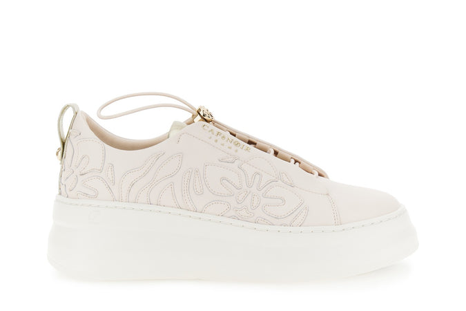 SNEAKER IN PELLE RIVESTITA CON ELASTICIE FIORI