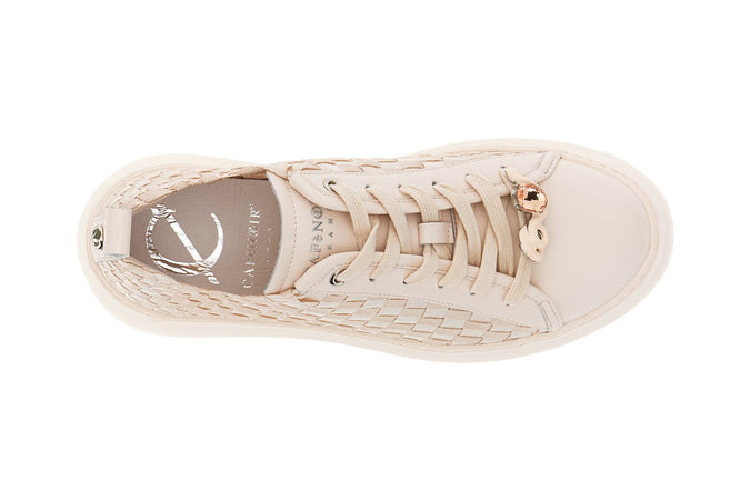 SNEAKER IN PELLE RIVESTITA E GROSGRAIN INTRECCIATO