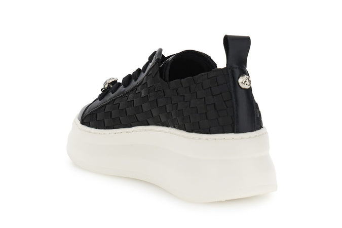 SNEAKER IN PELLE RIVESTITA E GROSGRAIN INTRECCIATO