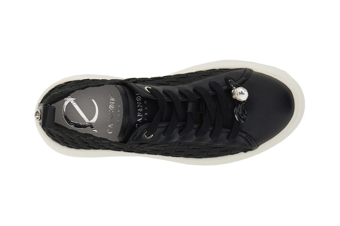 SNEAKER IN PELLE RIVESTITA E GROSGRAIN INTRECCIATO