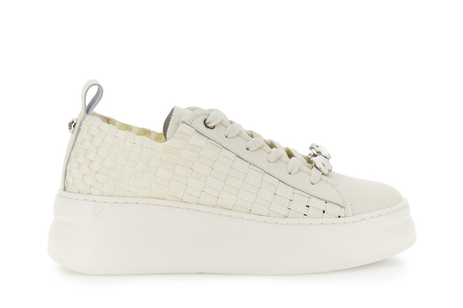 SNEAKER IN PELLE RIVESTITA E GROSGRAIN INTRECCIATO