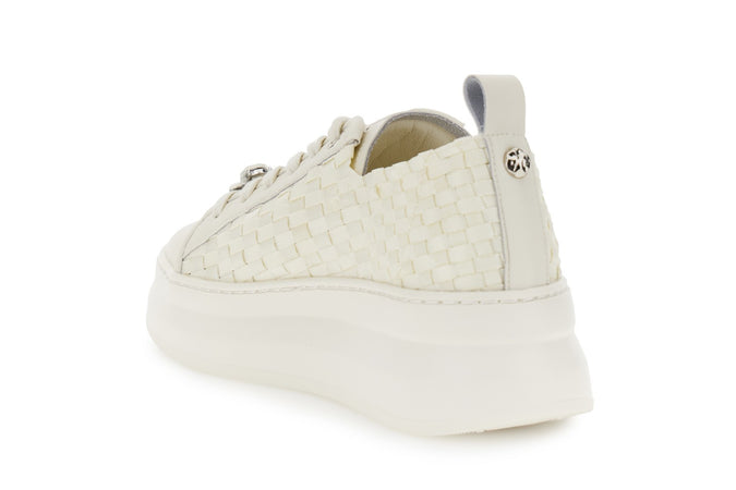 SNEAKER IN PELLE RIVESTITA E GROSGRAIN INTRECCIATO