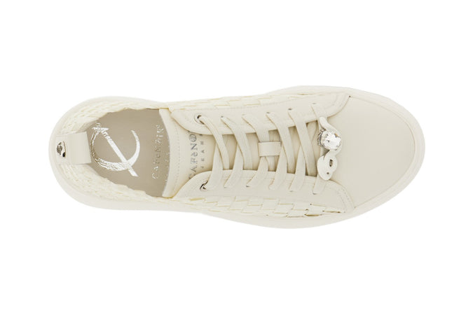 SNEAKER IN PELLE RIVESTITA E GROSGRAIN INTRECCIATO