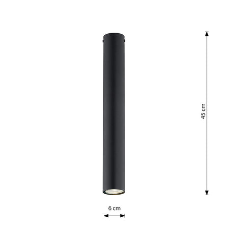 Plafoniera Moderna Faretto Tecno 1 Luce Acciaio Nero 45 Cm