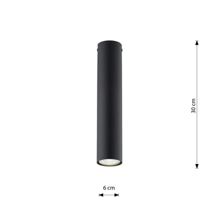 Plafoniera Moderna Faretto Tecno 1 Luce Acciaio Nero 30 Cm