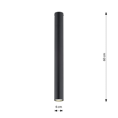 Plafoniera Moderna Faretto Tecno 1 Luce Acciaio Nero 60 Cm