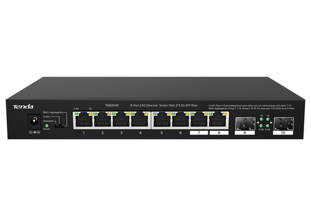 Switch con 8 porte 2.5G Ethernet e 2 slot SFP da 2.5G, TEM2010F