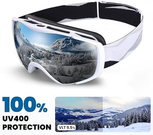 Outdoor Master Classic Maschera Sci OTG Anti-Appannamento UV400, Bianco