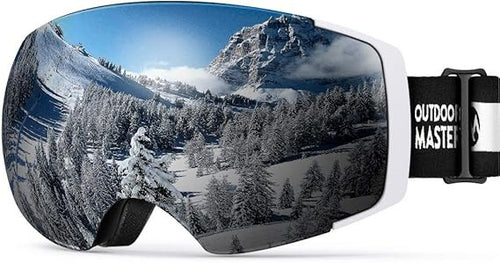 OutdoorMaster Maschera Sci Pro con Lenti Magnetiche Intercambiabili, Polarizzate HD, UV400 Bianco